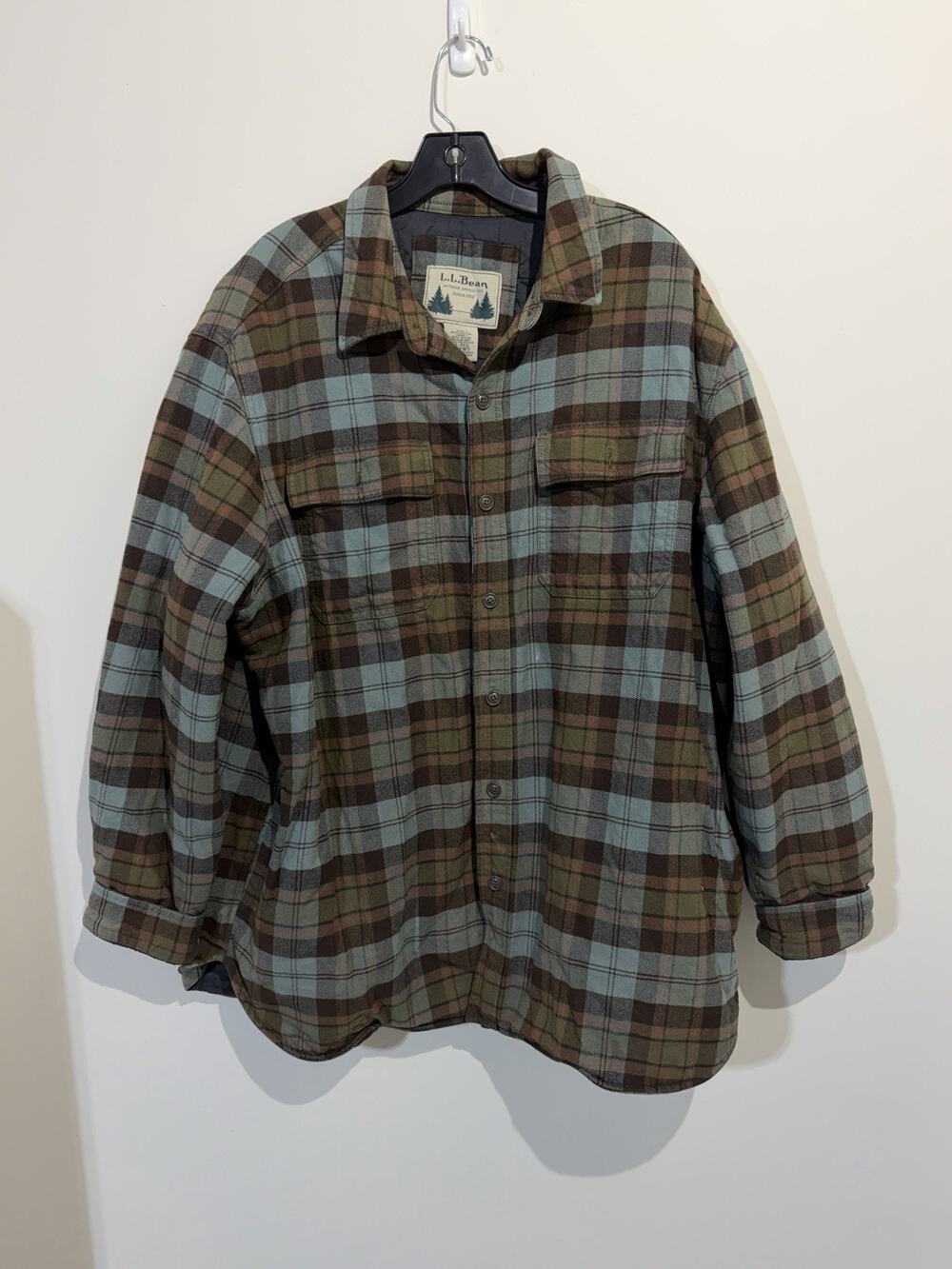 L.L. Bean Men's XL Flannel Button Down Shirt Northwoods Plaid USA Vintage